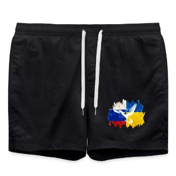 Ukraine Russie Conflit Colombe de la paix - Short de bain - noir - Devant - AI Model Male 185 light (185cm)