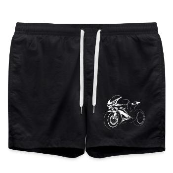 Motorrad Rennen Symbol Illustration Symbol Icon - Badeshorts - Schwarz - Vorne - AI Model Male 185 light (185cm)