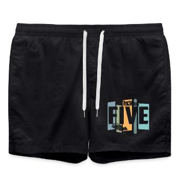 Five years old - Swim Trunks - black - Front - AI Model Male 185 light (185cm)