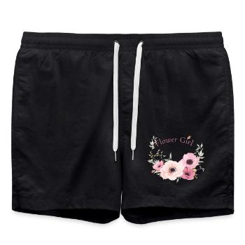 flower girl blumen romantisch tochter freundin lol - Badeshorts - Schwarz - Vorne - AI Model Male 185 light (185cm)