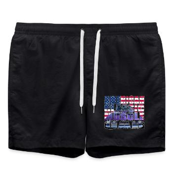 American Classic Muscle Car Script R6Z - Swim Trunks - black - Front - AI Model Male 185 light (185cm)