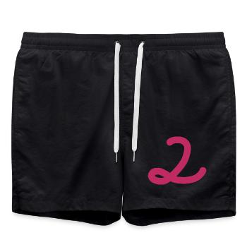 2 Numéro deux rose chiffre rose - Short de bain - noir - Devant - AI Model Male 185 light (185cm)