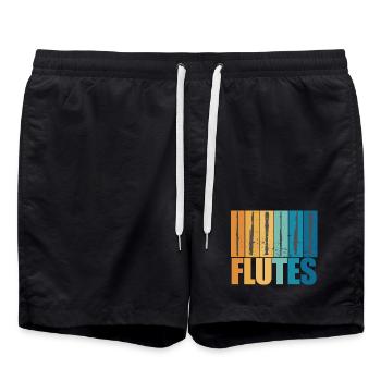Flute Vintage Musician Instrument Gift - Swim Trunks - black - Front - AI Model Male 185 light (185cm)