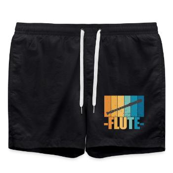 Flute Vintage Musiker Instrument Geschenk - Badeshorts - Schwarz - Vorne - AI Model Male 185 light (185cm)
