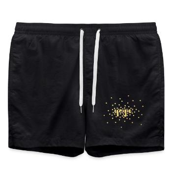 Yoga Gold Punkte Dots Glitter exklusiv Meditation - Badeshorts - Schwarz - Vorne - AI Model Male 185 light (185cm)