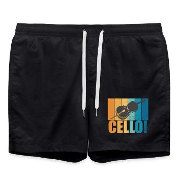 Cello Vintage Instrument Musician Gift - Swim Trunks - black - Front - AI Model Male 185 light (185cm)