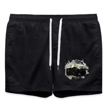 Unimog Oldi - Badeshorts - Schwarz - Vorne - AI Model Male 185 light (185cm)