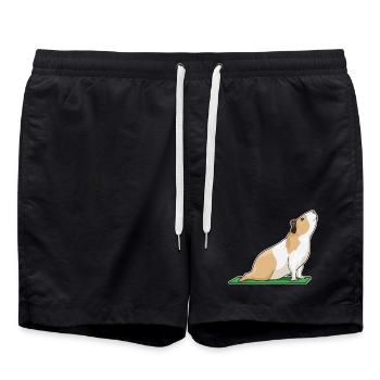 Meerschweinchen Yoga Fitness Gymnastik - Badeshorts - Schwarz - Vorne - AI Model Male 185 light (185cm)