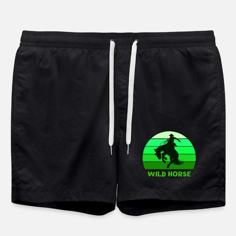 cheval sauvage, Far-West, contrée sauvage - Short de bain - noir