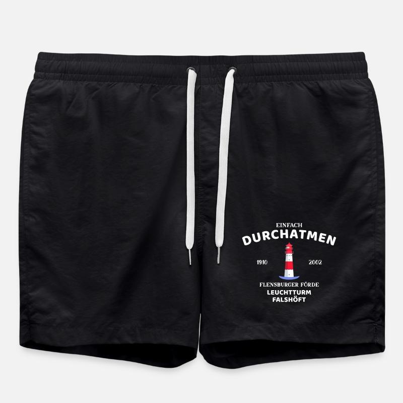Flensburger Förde, Leuchtturm Falshöft, Durchatmen - Badeshorts - Schwarz