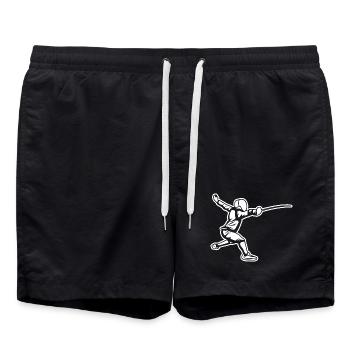 Fencing Drawing - Swim Trunks - black - Front - AI Model Male 185 light (185cm)