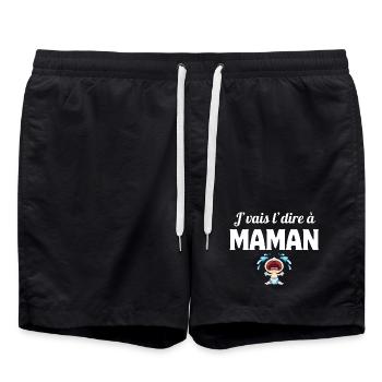 J'vais l'dire à maman, enfant, mère - Short de bain - noir - Devant - AI Model Male 185 light (185cm)