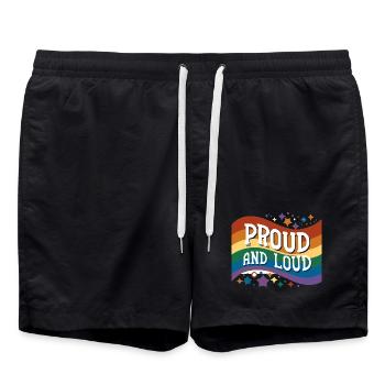 Proud and Loud - Badeshorts - Schwarz - Vorne - AI Model Male 185 light (185cm)
