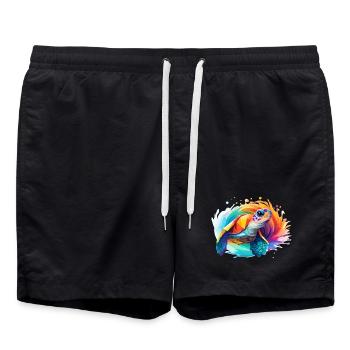 Sea Turtle Design - Swim Trunks - black - Front - AI Model Male 185 light (185cm)