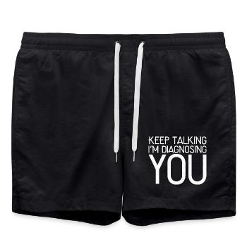 rede weiter, ich diagnostiziere dich komisches Hemd - Badeshorts - Schwarz - Vorne - AI Model Male 185 light (185cm)