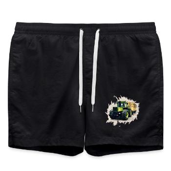 MB trac 1300 TRAC mit Anhänger - Badeshorts - Schwarz - Vorne - AI Model Male 185 light (185cm)