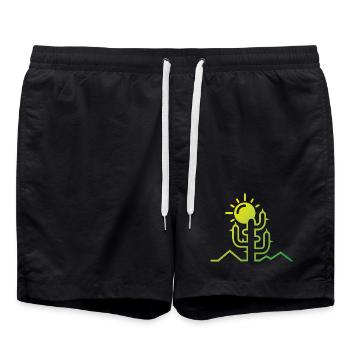 cactus Wüste Sonne Abenteuer minimal Design flat - Badeshorts - Schwarz - Vorne - AI Model Male 185 light (185cm)