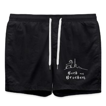 Bock auf Brocken - Harz Brocken Wandern - Badeshorts - Schwarz - Vorne - AI Model Male 185 light (185cm)
