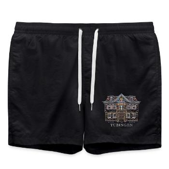Tübingen, Drawing University House, Germany - Swim Trunks - black - Front - AI Model Male 185 light (185cm)