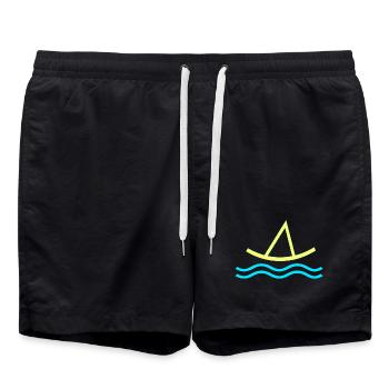 Sailing - Sailboat - Swim Trunks - black - Front - AI Model Male 185 light (185cm)