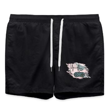 Heartbeat Gaming Controller Retro - Swim Trunks - black - Front - AI Model Male 185 light (185cm)