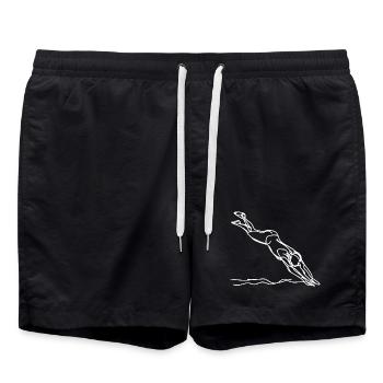 Schwimmliebhaber Skizze - Badeshorts - Schwarz - Vorne - AI Model Male 185 light (185cm)