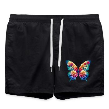 Schmetterlingsblumen Dahlien Dahlien - Badeshorts - Schwarz - Vorne - AI Model Male 185 light (185cm)
