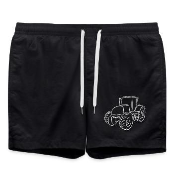 Tractor Sketch - Swim Trunks - black - Front - AI Model Male 185 light (185cm)