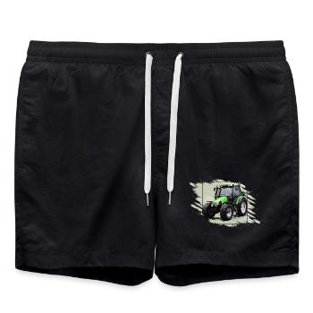 Kleiner grüner Traktor - Badeshorts - Schwarz - Vorne - AI Model Male 185 light (185cm)