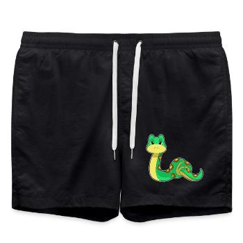 Lustige Schlange  - Badeshorts - Schwarz - Vorne - AI Model Male 185 light (185cm)