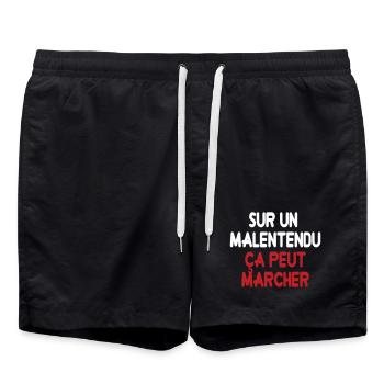 Michel Blanc - Sur un malentendu, ça peut marcher - Short de bain - noir - Devant - AI Model Male 185 light (185cm)