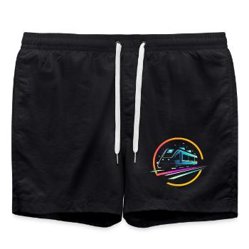 Zug Comic - Badeshorts - Schwarz - Vorne - AI Model Male 185 light (185cm)