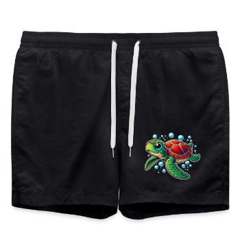 Schildkröte - Badeshorts - Schwarz - Vorne - AI Model Male 185 light (185cm)