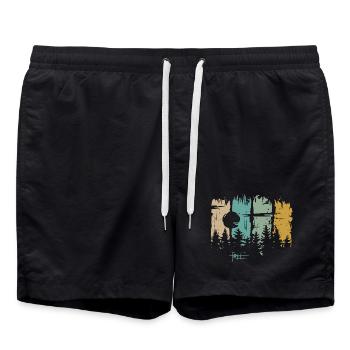 Retro Moon & Forest Design – Lettrage gratuit et nature - Short de bain - noir - Devant - AI Model Male 185 light (185cm)