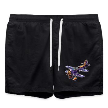 Hélice Avion Look Comique - Short de bain - noir - Devant - AI Model Male 185 light (185cm)