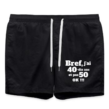 50th birthday, humor birthday, 50th birthday - Swim Trunks - black - Front - AI Model Male 185 light (185cm)