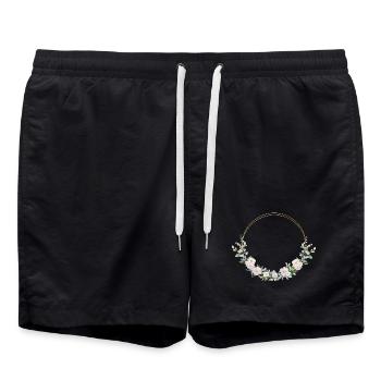 Frühlings-Kranz- personalisierbar - Badeshorts - Schwarz - Vorne - AI Model Male 185 light (185cm)