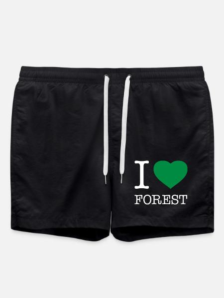 I LOVE FOREST - Swim Trunks - black