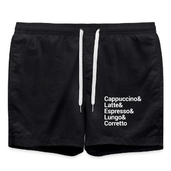 Coffee Style Typography Design - Swim Trunks - black - Front - AI Model Male 185 light (185cm)