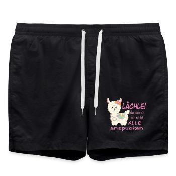 Lama Lächle! lustiger Spruch - Badeshorts - Schwarz - Vorne - AI Model Male 185 light (185cm)