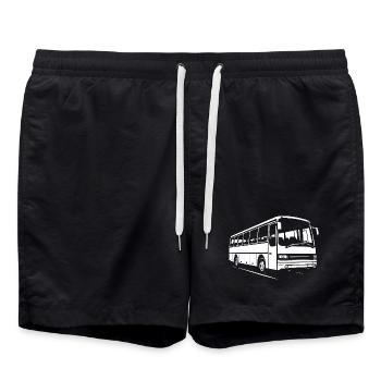 Old-school long-distance coach - Swim Trunks - black - Front - AI Model Male 185 light (185cm)