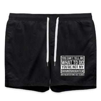 Bold Black and White Family Statement - Swim Trunks - black - Front - AI Model Male 185 light (185cm)