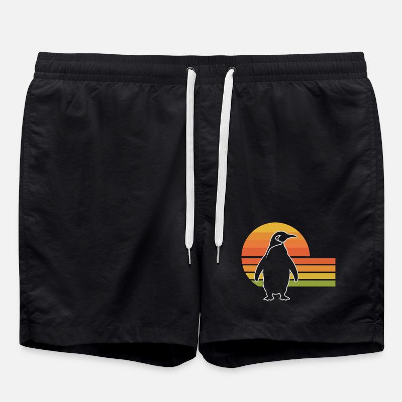 Penguin silhouette sunset design - Swim Trunks - black