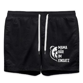 Werdende Mutter MAMA BÄR IM EINSATZ Lustiges - Badeshorts - Schwarz - Vorne - AI Model Male 185 light (185cm)