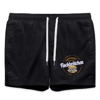 Fish sandwiches with herring or herring - Swim Trunks - black - Front - AI Model Male 185 light (185cm)