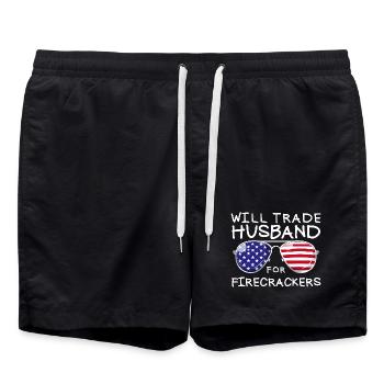 Échanger le mari contre des feux d’artifice Drôle 4 juillet - Short de bain - noir - Devant - AI Model Male 185 light (185cm)