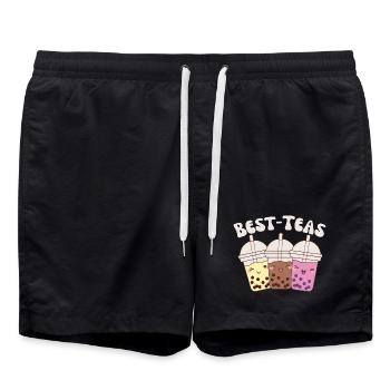Meilleur thé à bulles kawaii mignon thé boba - Short de bain - noir - Devant - AI Model Male 185 light (185cm)