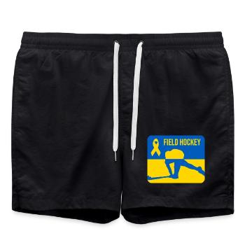 Solidarité avec le hockey sur gazon ukrainien - Short de bain - noir - Devant - AI Model Male 185 light (185cm)