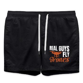 Real Guys fly Drones - Swim Trunks - black - Front - AI Model Male 185 light (185cm)