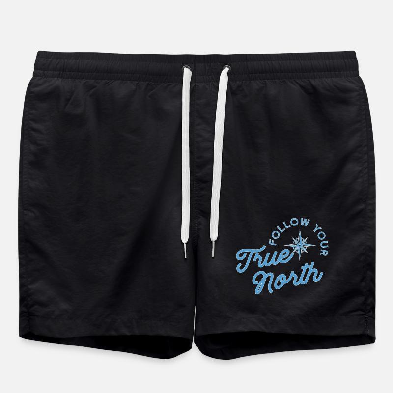 Compass motif with adventure message - Swim Trunks - black